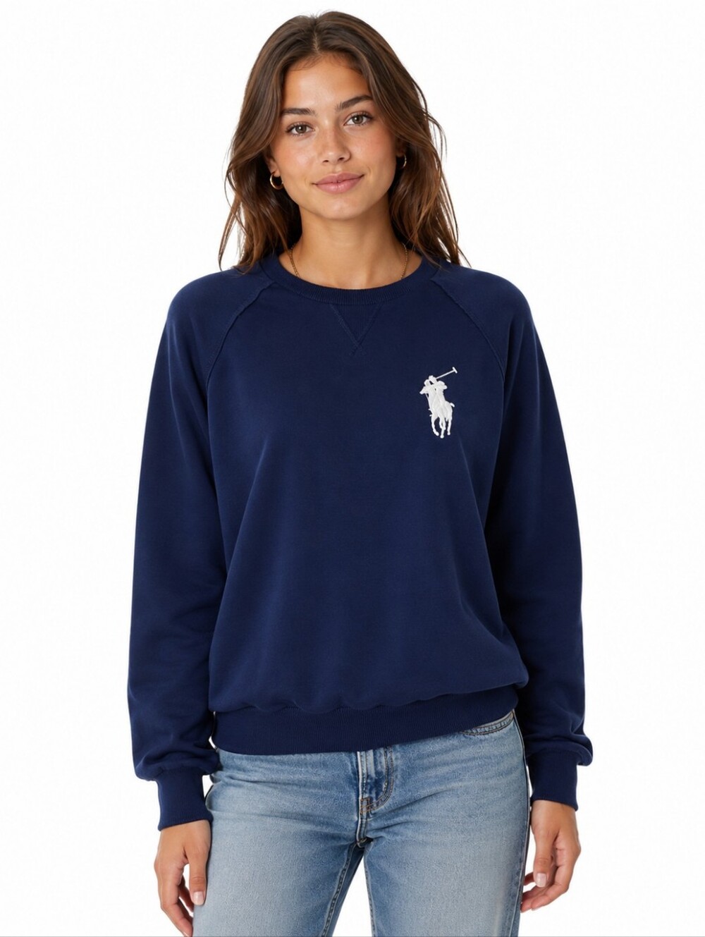 Polo Sport Navy Crewneck Sweatshirt XL Fits L Oversized Big Pony Logo